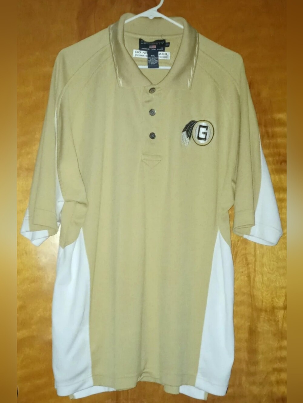 Men's "ProCelebrity" Gold/White Gaffney High School Football Team Polo Shirt XXL